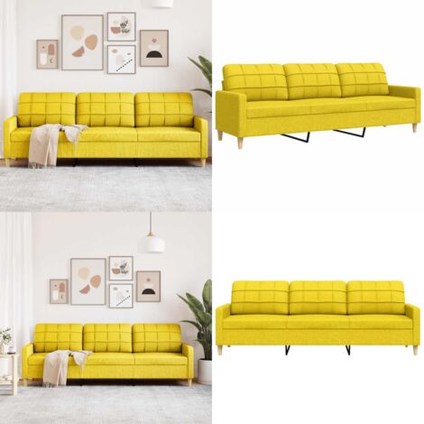Divano a 3 Posti Giallo 210 cm in Tessuto - Divano in tessuto - Divano giallo