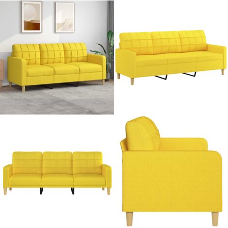 Divano a 3 Posti Giallo Chiaro 180 cm in Tessuto - Divano in tessuto - Divano giallo chiaro