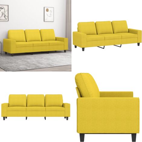 Divano a 3 Posti Giallo Chiaro 180 cm in Tessuto - Divano in tessuto - Divano giallo chiaro
