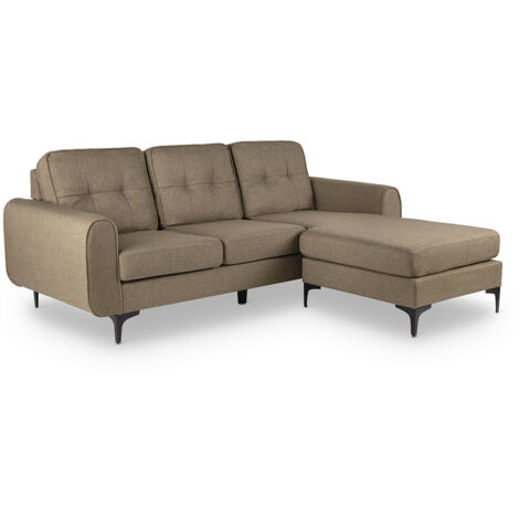 MC HAUS seduta imbottita con gambe in legno massiccio e schienale alto, stile scandinavo, 197x83x158cm, beige khaki