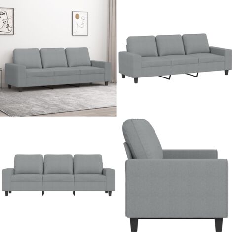 Divano a 3 Posti Grigio Chiaro 180 cm in Tessuto - Divano in tessuto - Divano grigio chiaro