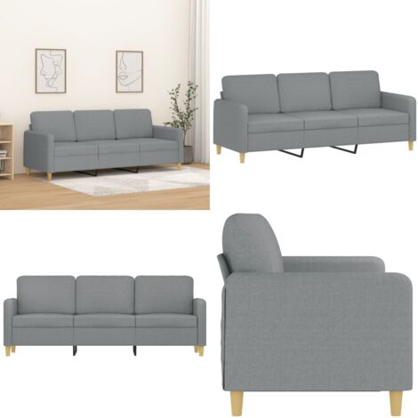 Divano a 3 Posti Grigio Chiaro 180 cm in Tessuto - Divano in tessuto - Divano grigio chiaro