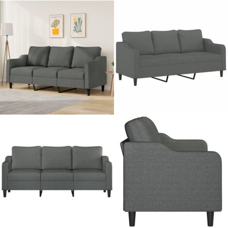 Divano a 3 Posti Grigio Chiaro 180 cm in Tessuto - Divano in tessuto - Divano grigio scuro