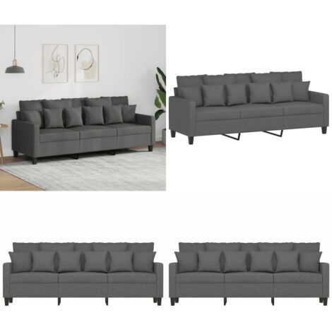 Divano a 3 Posti Grigio Chiaro 180 cm in Tessuto - Divano in tessuto - Divano grigio scuro