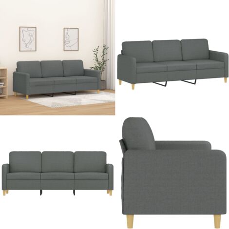 Divano a 3 Posti Grigio Chiaro 180 cm in Tessuto - Divano in tessuto - Divano grigio scuro
