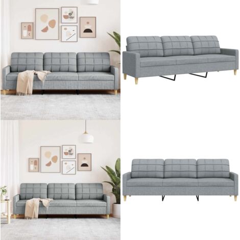 Divano a 3 Posti Grigio Chiaro 210 cm in Tessuto - Divano in tessuto - Divano relax