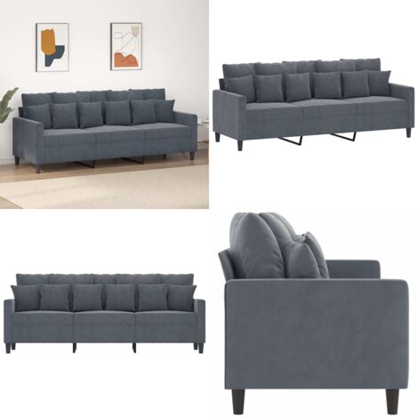 Divano a 3 Posti Grigio Scuro 180 cm in Velluto - Divano in velluto - Divano grigio scuro