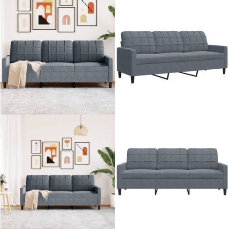 Divano a 3 Posti Grigio Scuro 180 cm in Velluto - Divano in velluto - Divano relax