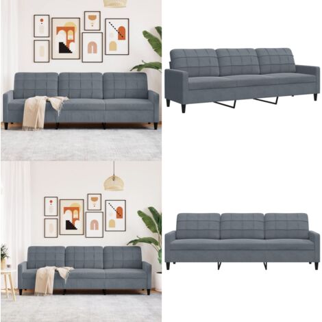 Divano a 3 Posti Grigio Scuro 210 cm in Velluto - Divano in velluto - Divano relax