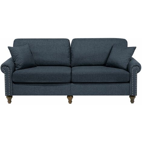Divano a 3 Posti in Stile Chesterfield Grigio Scuro con Schienale Basso Otra