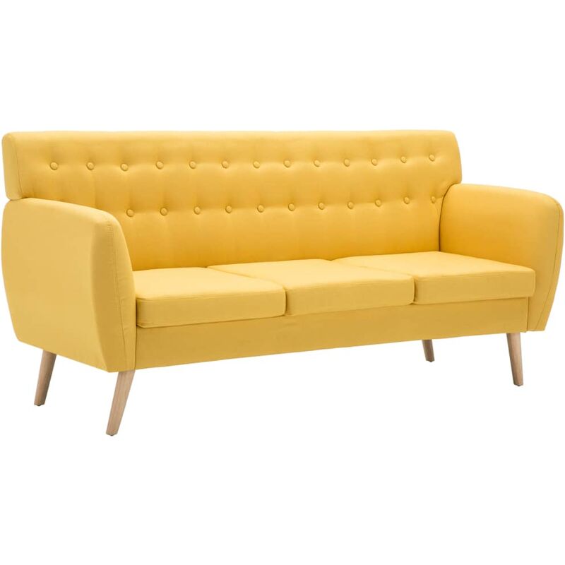 mewmewcat Divano a 3 Posti in Stoffa Imbottito 172x70x82cm Giallo