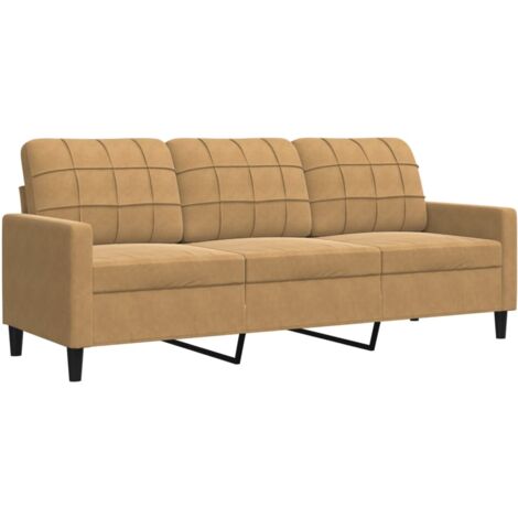 Divano a 3 Posti Marrone 180 cm in Velluto vidaXL 313093