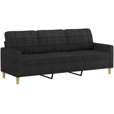 Divano a 3 Posti Nero 180 cm in Tessuto vidaXL 843952