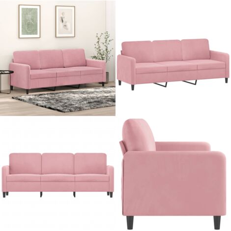 Divano a 3 Posti rosa 180 cm in Velluto - Divano in velluto - Divano morbido