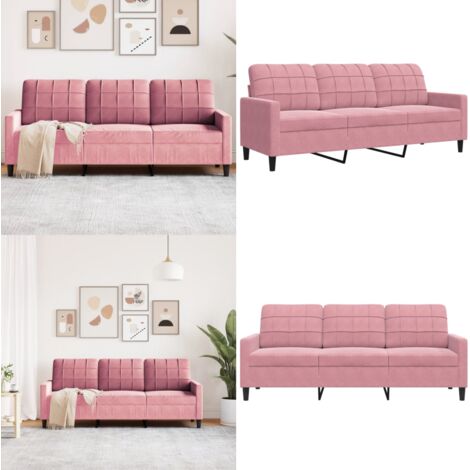 Divano a 3 Posti rosa 180 cm in Velluto - Divano rosa - Divano in velluto