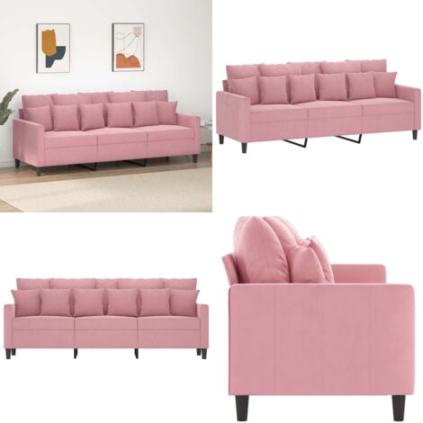Divano a 3 Posti rosa 180 cm in Velluto - Divano rosa - Divano in velluto