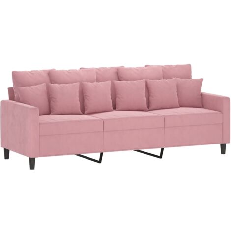 Divano a 3 Posti rosa 180 cm in Velluto vidaXL 814209