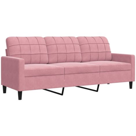 Divano a 3 Posti rosa 180 cm in Velluto vidaXL 849049