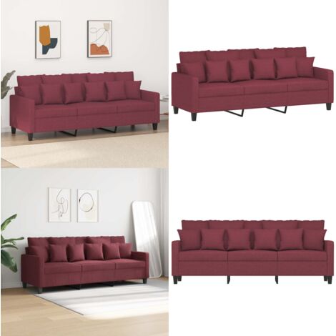 Divano a 3 Posti Rosso Vino 180 cm in Tessuto - Divano in tessuto - Divano rotondo