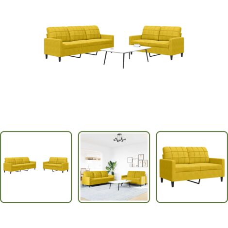 Divano a 3 posti -  Set di Divani 2 pz con Cuscini giallo in Velluto