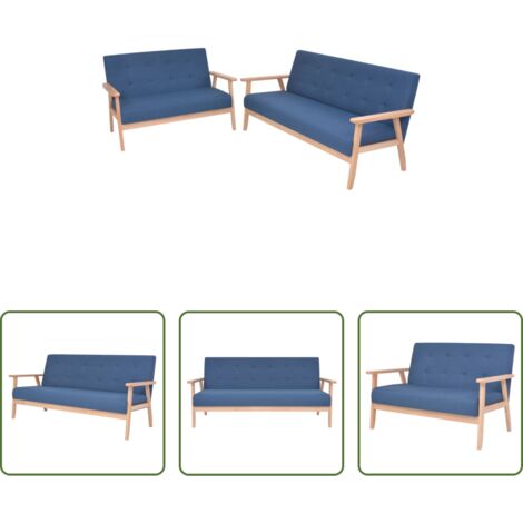 Divano a 3 posti -  Set di Divani 2 pz in Tessuto Blu