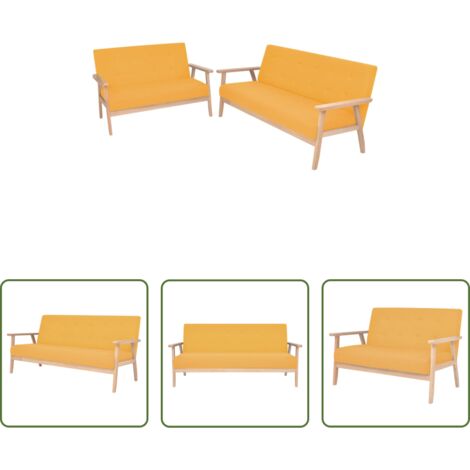 Divano a 3 posti -  Set di Divani 2 pz in Tessuto Giallo