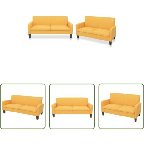 Divano a 3 posti -  Set Divani 2 pz in Tessuto Giallo