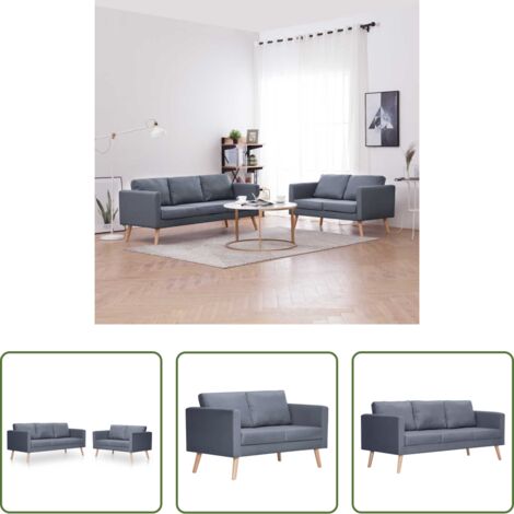Divano a 3 posti -  Set Divani a 2 e a 3 Posti in Tessuto Grigio Scuro