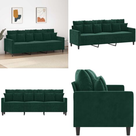 Divano a 3 Posti Verde Scuro 180 cm in Velluto - Divano in velluto - Divano verde scuro