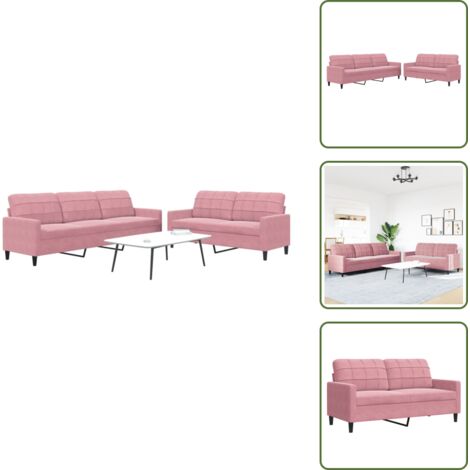 Divano a 3 posti - vidaXL Set di Divani 2 pz con Cuscini rosa in Velluto - Divano relax
