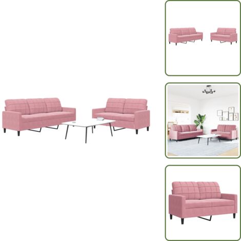 Divano a 3 posti - vidaXL Set di Divani 2 pz con Cuscini rosa in Velluto - Divano relax
