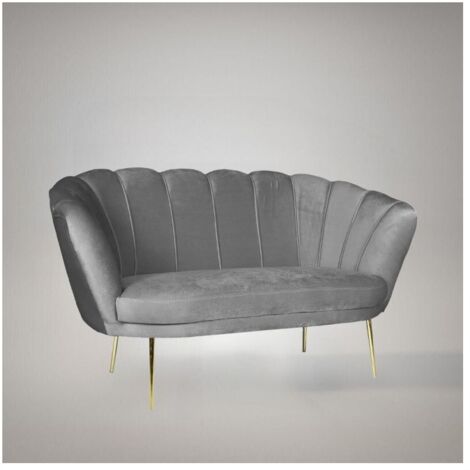 Divano a conchiglia due posti Orel velluto grigio 135x76.5x75h