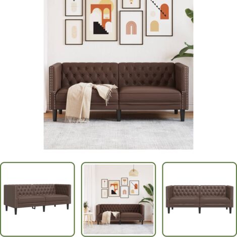 Divano a due posti -  Divano Chesterfield a 2 Posti Marrone in Similpelle