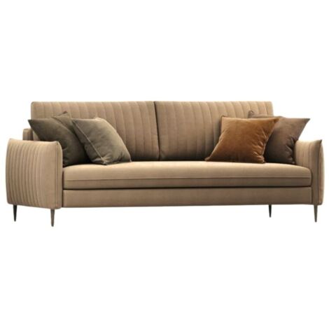 Divano Abra marrone chiaro Milano 05 3 posti funzione letto