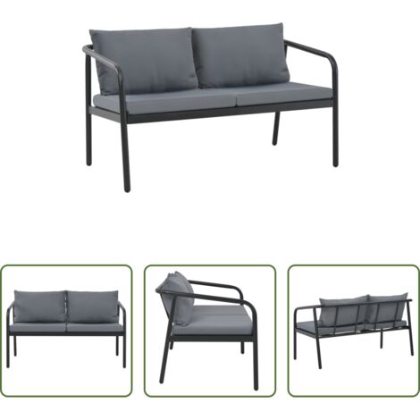 Divano alluminio -  Divano da Giardino a 2 Posti con Cuscini Grigio in Alluminio