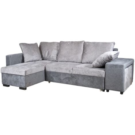 divano angolare bellahome "jessy" con contenitore, pouf e penisola sinistra 247x155x94 cm