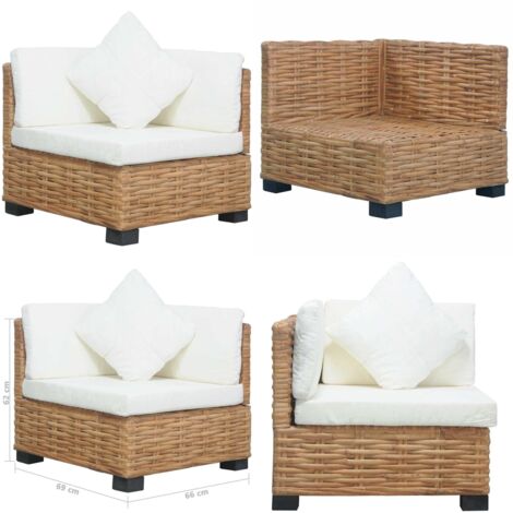 Divano Angolare con Cuscini in Rattan Naturale - Cuscini in rattan - Divano in rattan