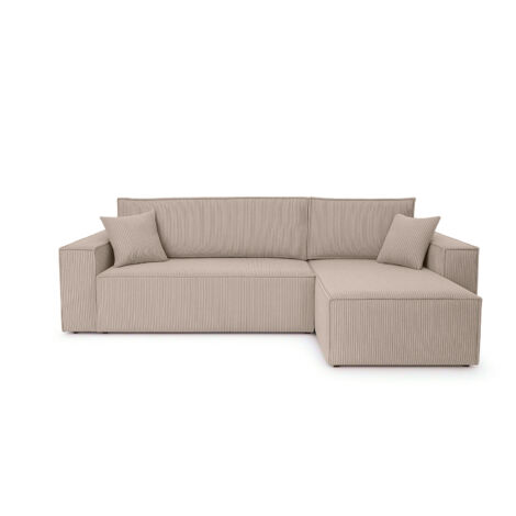 Divano angolare convertibile in velluto a coste color cappuccino beige Karl L PREMIUM
