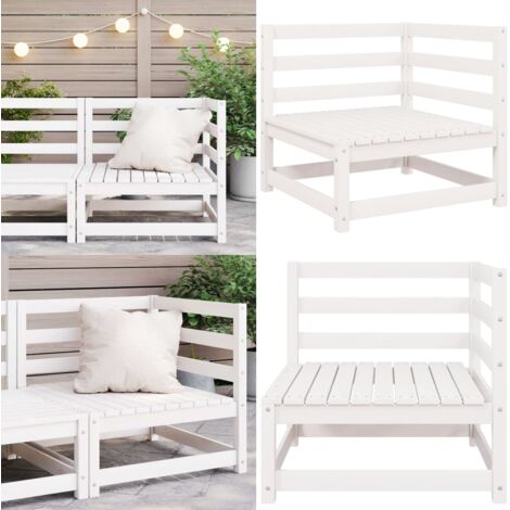 Divano Angolare da Giardino Bianco in Legno Massello di Pino - Divano angolare - Salotto da patio