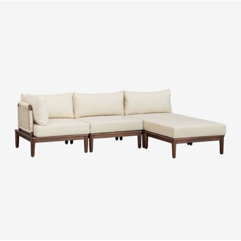 Divano angolare da giardino componibile Giulia 3 pezzi e pouf in acacia SKLUM            