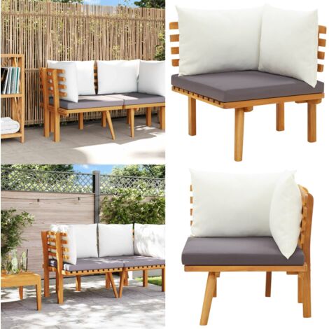 Divano Angolare da Giardino con Cuscini in Legno d'Acacia - Divano angolare - Cuscini in legno