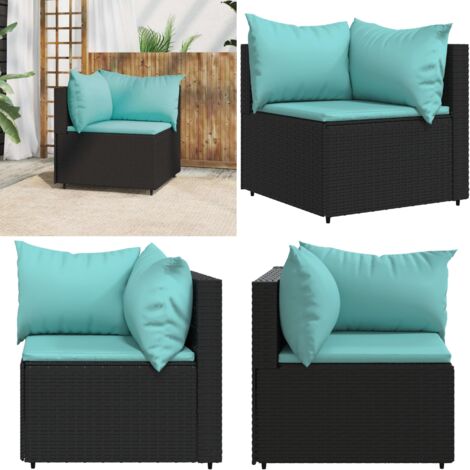 Divano Angolare da Giardino con Cuscini in Polyrattan Nero - Poltrona da giardino - Rattan PE