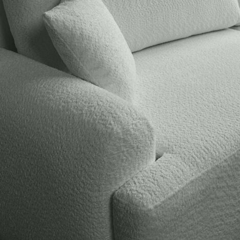 Divano angolare destro moderno con funzione letto in bouclé grigio chiaro – ARTE PREMIUM, direttamente dal produttore