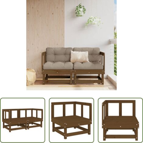 Divano angolare -  Divani Angolari da Giardino 2pz Ambra in Legno Massello di Pino
