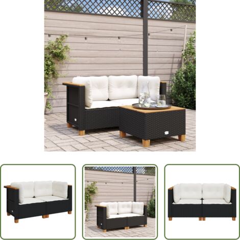 Divano angolare -  Divani Angolari da Giardino con Cuscini 2pz in Polyrattan Nero