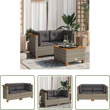 Divano angolare -  Divani Angolari da Giardino con Cuscini 2pz Polyrattan Grigio