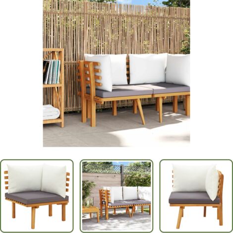 Divano angolare -  Divano Angolare da Giardino con Cuscini in Legno d'Acacia