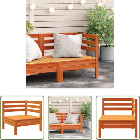 Divano angolare -  Divano Angolare da Giardino Marrone Cera in Legno Massello Pino