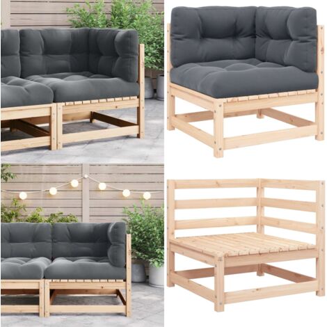Divano Angolare Giardino con Cuscini Antracite Legno di Pino - Divano da esterno - Cuscini per divano
