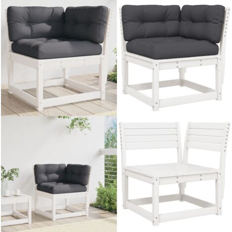 Divano Angolare Giardino Cuscini Bianco 73x73x78 Massello Pino - Cuscini da giardino - Divano angolare